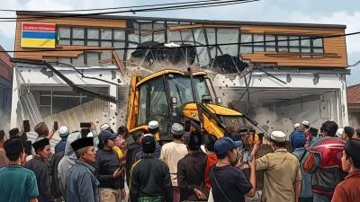 Tolak Ritel Modern, Alumni Pesantren Pamekasan Turunkan Alat Berat