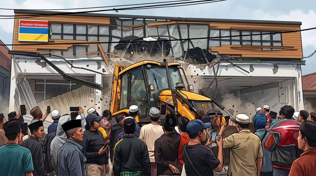 Tolak Ritel Modern, Alumni Pesantren Pamekasan Turunkan Alat Berat