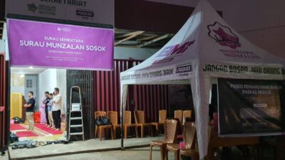 Prihatin Banjir di Sosok, Masjid Kapal Munzalan Dirikan Surau Sementara dan Posko Bencana